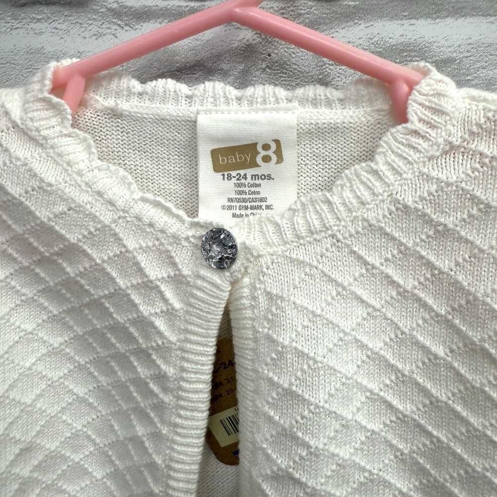 NEW Baby 8 Ivory Bobble Knit Cardigan Sweater 18/24 Months Ruffles rhinestone